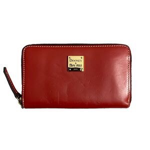 Dooney and Bourke‎ Maroon Floretine Luxurious Leather Medium Zip Around Wallet